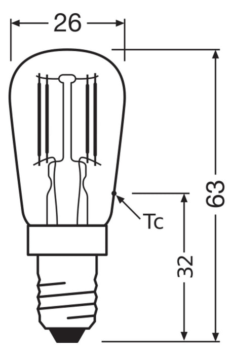 LEDVANCE LED-Röhrenlampe FM E14 2,8W ws LED Special T26 25 300° Fil P 2.8W 2700K