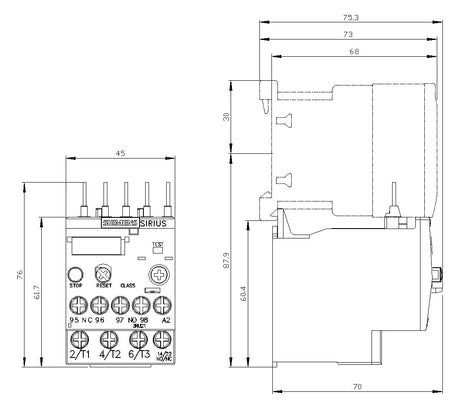 SIEMENS Überlastrelais therm 0,9-1,25A 3RU2116-0KB0 Direktanb 1S/Hilf 1Ö/Hilf