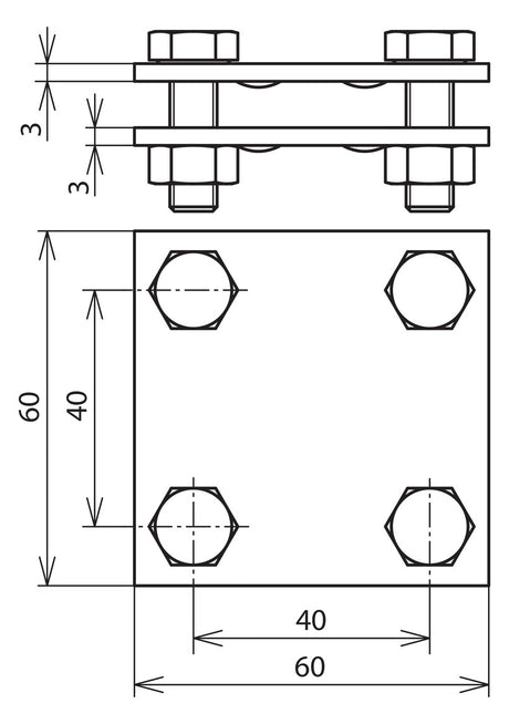 DEHN SE Kreuzverbinder V4A unbeh KS FL30 V4A Sechskantschraube