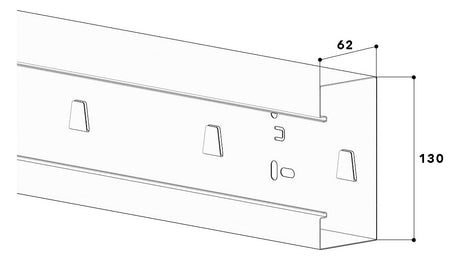 GGK Geräteeinbaukanal ST 130x60mm rws BRS 60x130/80-UT RAL9010 besch