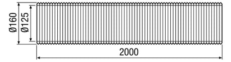 MAICO Wickelfalzrohr Lüftung  125mm sw MT-R125 L2000mm Kanalende/Kanalende