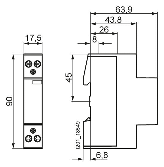 SIEMENS Installationsschütz 20A 24V/UC 5TT5001-2 230V/AC 1S 1Ö 1TE