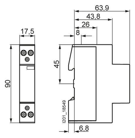 SIEMENS Installationsschütz 20A 24V/UC 5TT5001-2 230V/AC 1S 1Ö 1TE