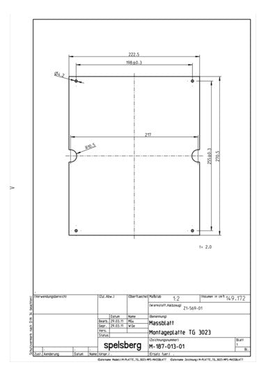 SPELSBERG Montageplatte Verteiler ST TG MPS-3023 unbeh 152x220mm Lochung