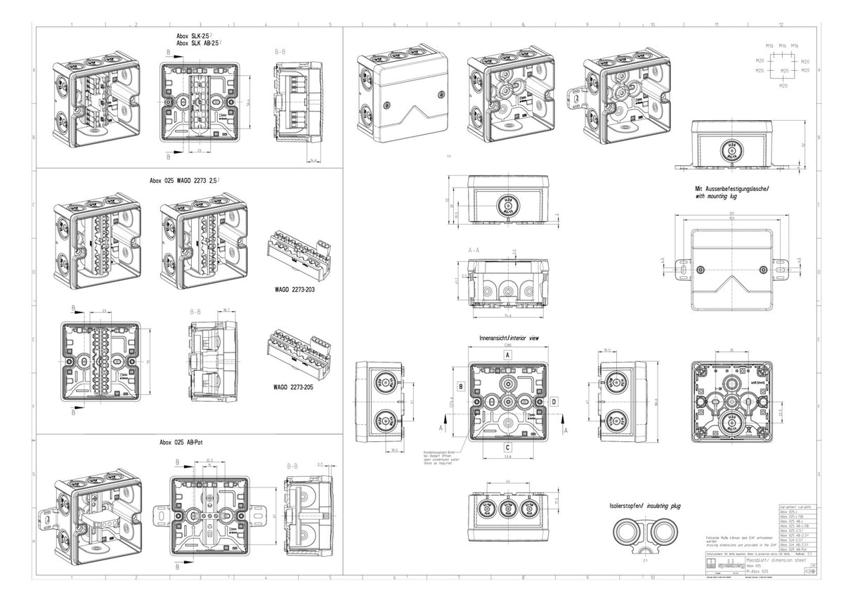 SPELSBERG Abzweigkasten 87x87mm Kst ws Abox 025-2,5²/w IP66 IK07 hfr
