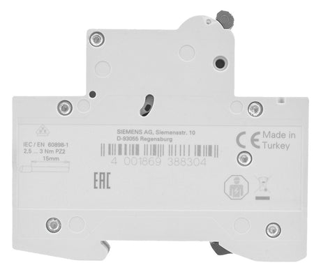 SIEMENS Leitungsschutzschalter UC B 16A 5SL6116-6 1p 400V 1TE 50Hz IP20