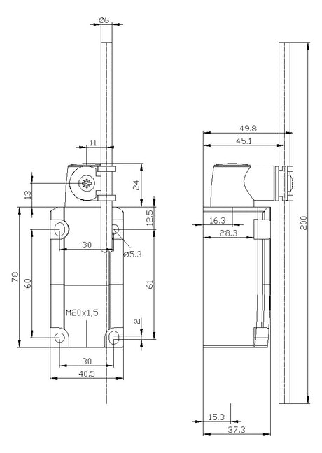 SIEMENS Einzelpositionsschalter 1S 1Ö 1W 3SE5112-0CH80 Metall Stangenhebel