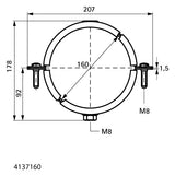 Walraven Lüftungsschelle Edelstahl 1.4404 EPDM M8 160 mm Schelle 2tlg. | 4137160