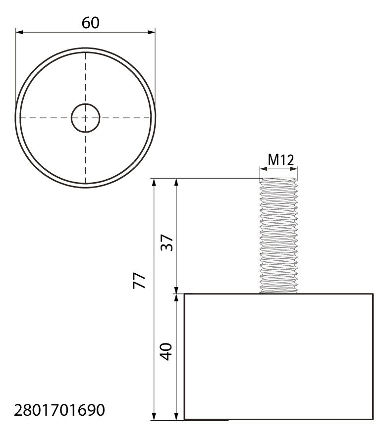 Walraven Schwingungsdämpfer VibraTek SB-M 1x AG M12 60x77mm 1690N | 2801701690