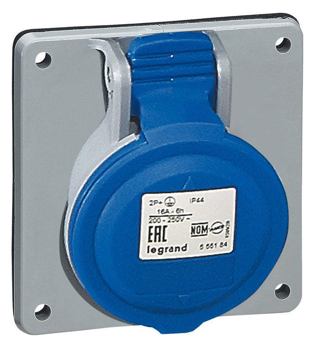 LEGRAND CEE-Steckdose 2p 16A 6h 230V/bl Legrand 555184 IP44 UP Schraubkl Kst