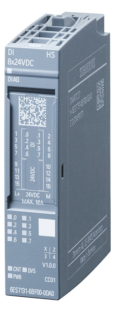 SIEMENS Digital I/O-Modul DC 19,2-28,8V 6ES7131-6BF00-0DA0 8Eing Steckanschl