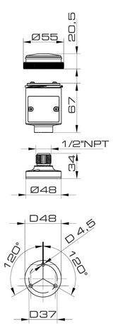 GROTHE Signalsäule Anschluss sw f.Boden System T-Mini MSZ 8610 f. AS-Schnittst
