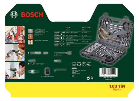 BOSCH-EW Werkzeugset 103tlg Bohrer Box 2607017367 11xHolzbohr 19xHSS