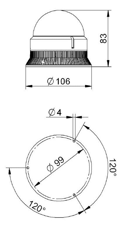 GROTHE Blitzleuchte 90-240V/UC IP54 or MBZ 8421 0,075-0,02A Kst Aufb LED