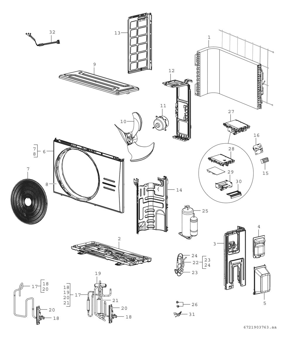 Bosch Klimagerät CL3000i 35 E, Split Außeneinheit, 495x720x270, 3,5 kW | 7733701567