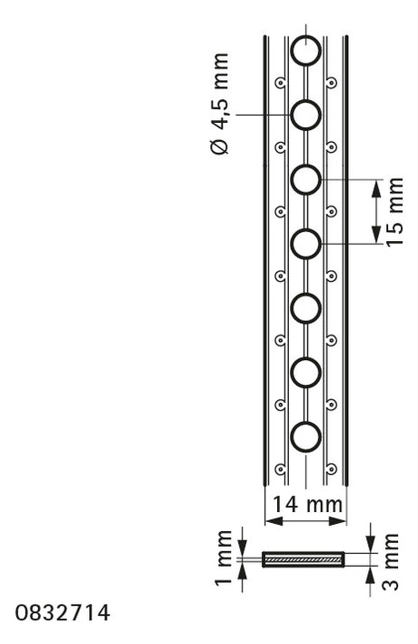 WALRAVEN Montageband kunststoffummantelt 14x3,0 10m gleichm. Lochbild (4,5)