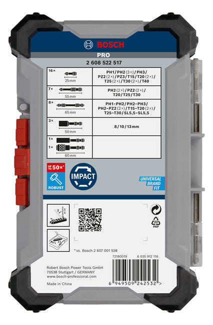 BOSCH-EW Bit-Set 36St Magnethalter 9xPH SCHRAUBERBIT-SA 5xPZ 14xTX 1xSchlitz