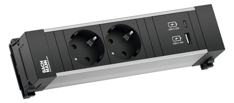 BACHMANN Steckdosenleiste 2f alu 2xUSB 916.501 0,2m 35° IP20 1,5qmm