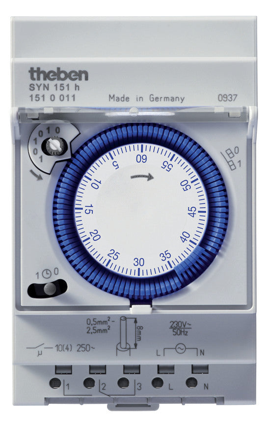 THEBEN Schaltuhr mech 230VAC REG 1kan SYN 151 h Wechs Potfrei.Kont 3TE