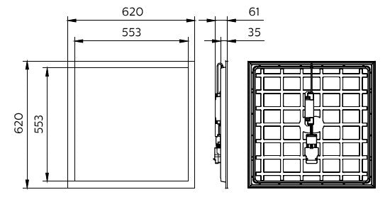 PHILIPS-LICHT LED-Panel 625x625mm 22-31W CoreLine RC133V G6 29_36_43S/830_40 PSD