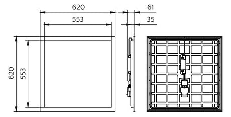 PHILIPS-LICHT LED-Panel 625x625mm 22-31W CoreLine RC133V G6 29_36_43S/830_40 PSD