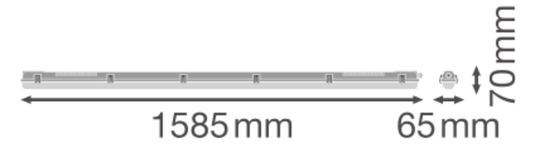 LEDVANCE Anbaugehäuse gr Kst G13 L1585mm DP HOUSING 1500 P 1XLAMP IP65 B65mm