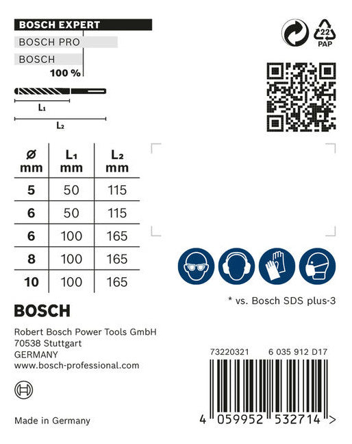 BOSCH-EW Bohrerset 5tlg  5-10mm 5xBeton SDS plus-7X 5pc Box