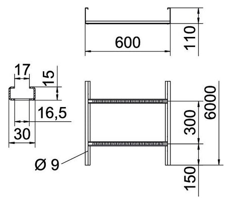 BETTERMANN Kabelleiter 110x600x6000mm WKLG-Serie WKLG 1160 FT Profil ungelocht