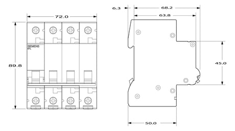 SIEMENS Ausschalter REG 4S 63A 440V 4TE 5TL1463-0