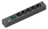 BACHMANN Steckdosenleiste 5f sw 2m 35° 420.0013 m.Ein/Aus IP20 1,5qmm