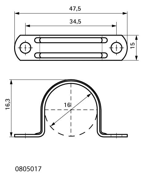 Walraven Rohrband ev 16 mm 1tlg. f. Kabel, Stahl- u. Kunststoffrohr | 0805017