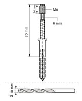 WALRAVEN Einschlagstockschraube ev M8 x 80 inkl. vormont. Dübel aus PA grau