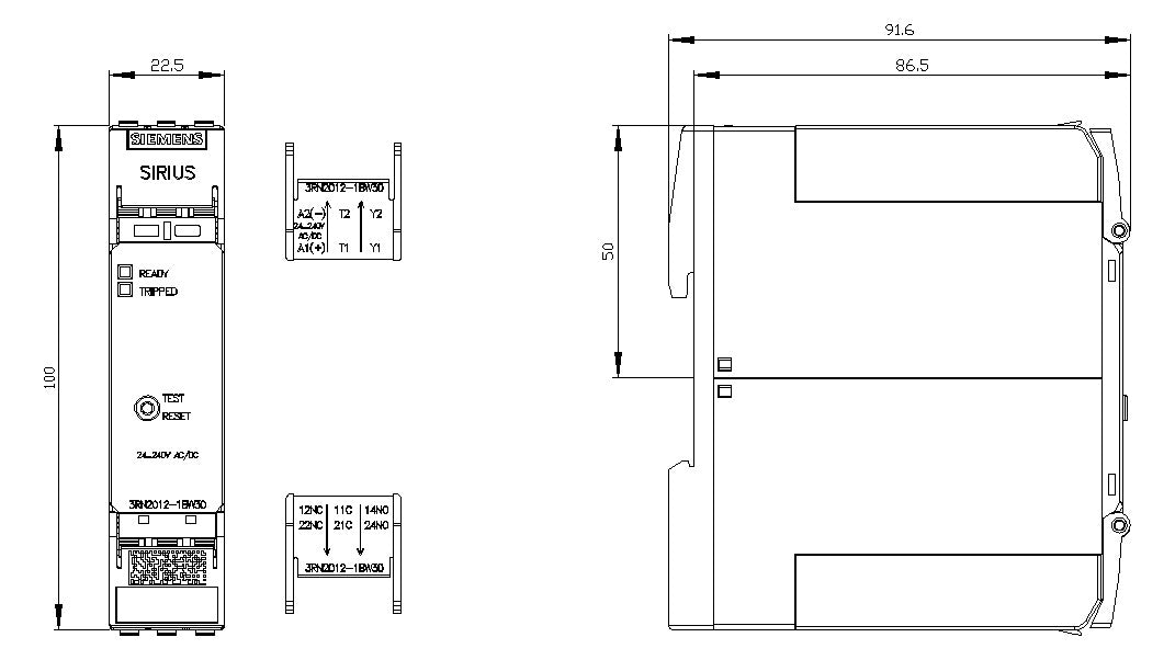SIEMENS Thermistorrelais 1f 2W abn.Klemm 3RN2012-1BW30 ext.Reset