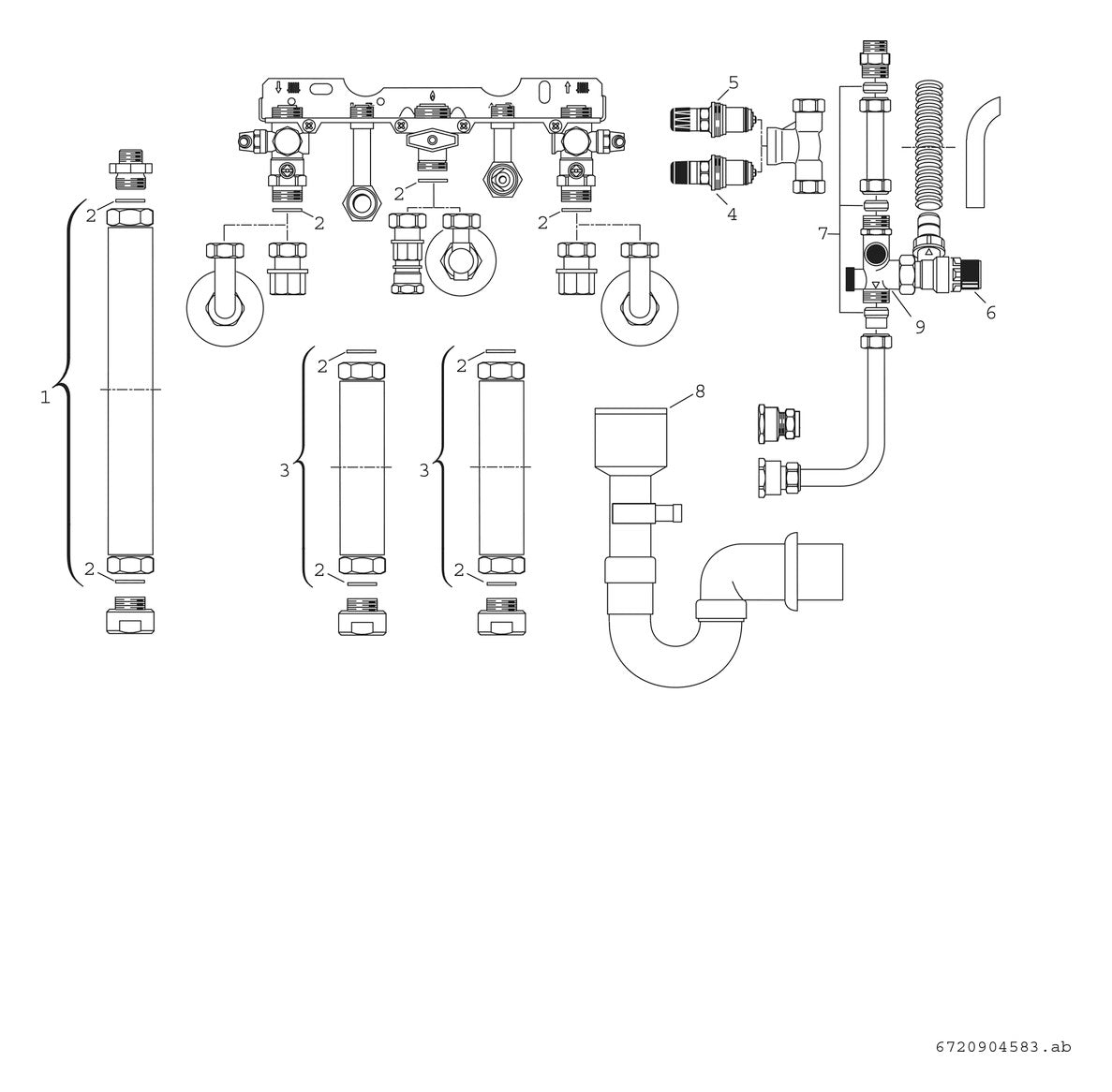 BOSCH Installationszubehör Nr. 615/2.1 Installationssatz Aufputz ST 120,160