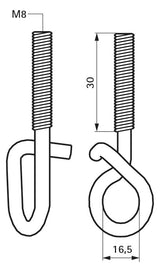 Walraven Sicherheitshaken ev M8 L: 30 d: 16,5 | 6940008