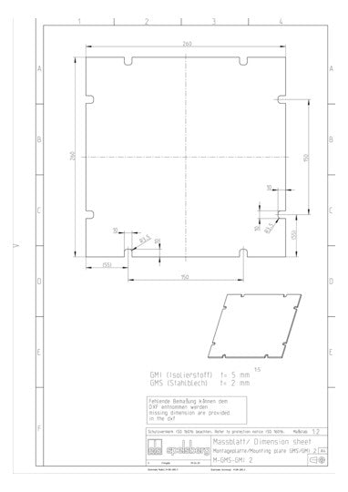 SPELSBERG Montageplatte Verteiler Kst GMI 2 unbeh 260x260mm Lochung