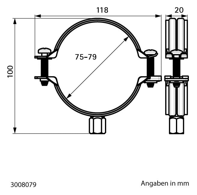 Walraven Rohrschelle Bifix G2 BUP 75-79 mm M8/M10 Zweischraubenschelle | 3008079