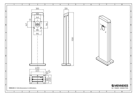 MENNEKES EMOBIL Steckdosensäule Metall AMTRON Edelstahlsäule für edst
