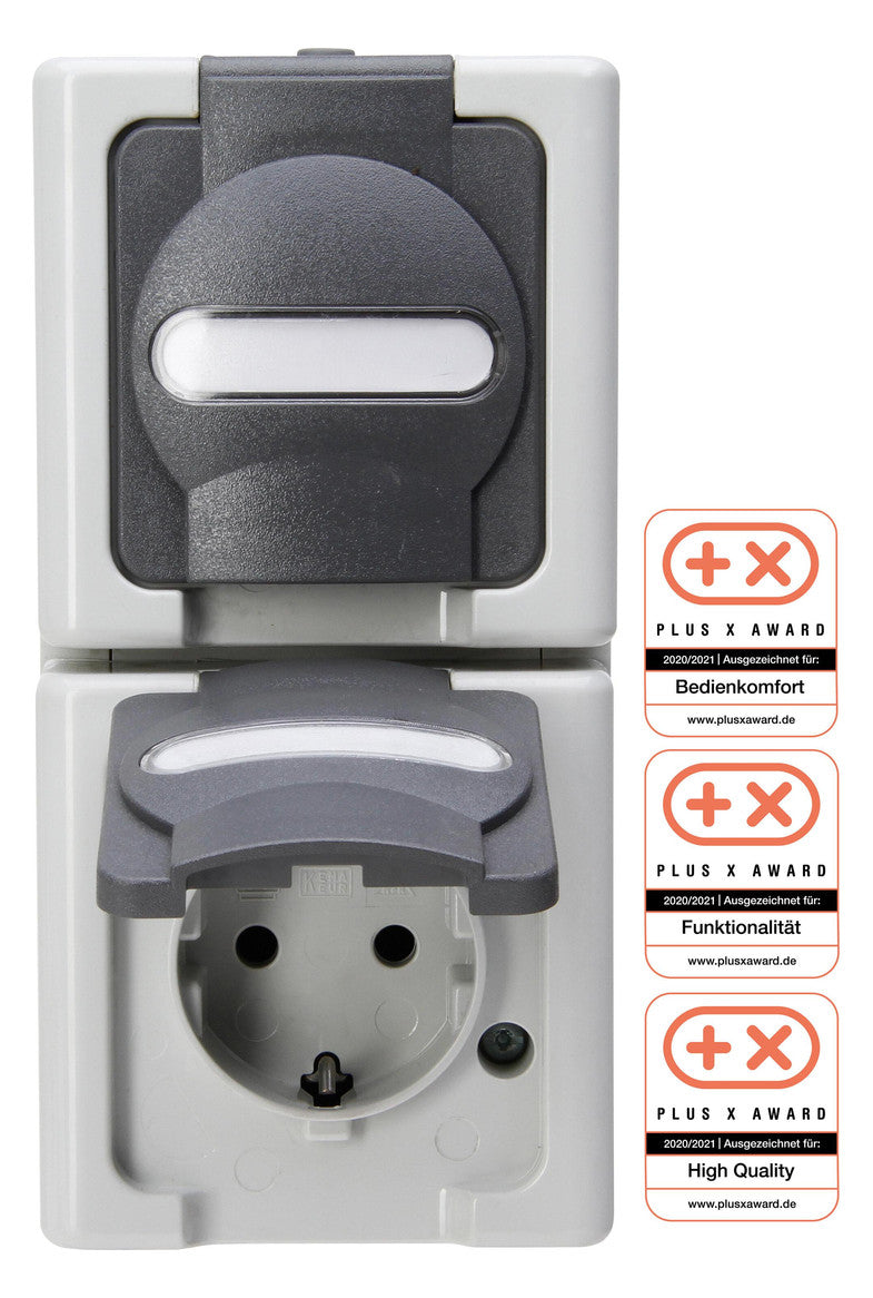 KOPP Steckdose 2f gr mt AP Klappd IP44 BLUEELECTRIC 131456008 BSF