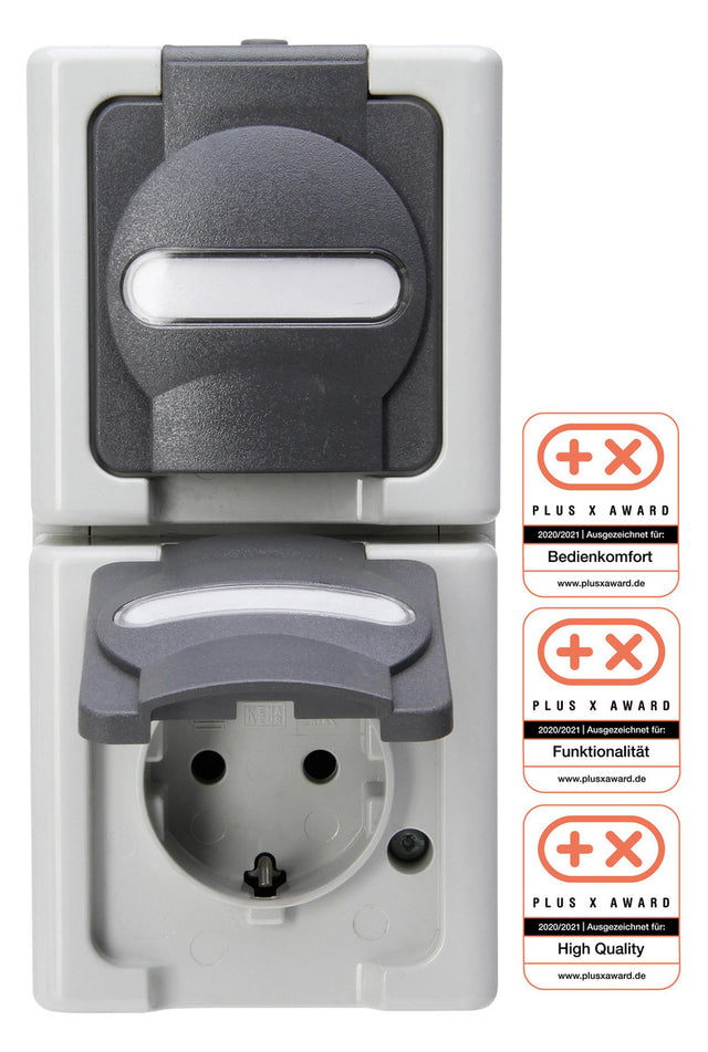 KOPP Steckdose 2f gr mt AP Klappd IP44 BLUEELECTRIC 131456008 BSF