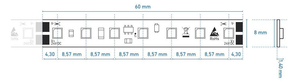 BARTHELME LED-Lichtband 6,4W/m ws 3000K 50415633 117Stk/m IP00 DC 24V