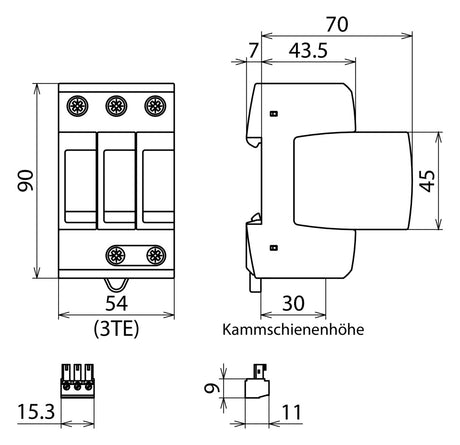 DEHN SE Überspannungsableiter 230VAC 3TE DG M TNC ACI 275 FM Netzform-TN-C 1,5kV