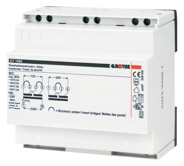 GROTHE Sicherheitstrafo 230V 12/24V REG GT 1990 5,2/2,6A 5TE