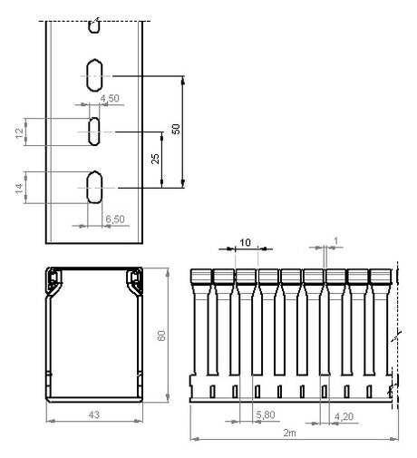 UNEX Verdrahtungskanal 60x43 grau,RAL7035m,PVC-M1 60.40.77