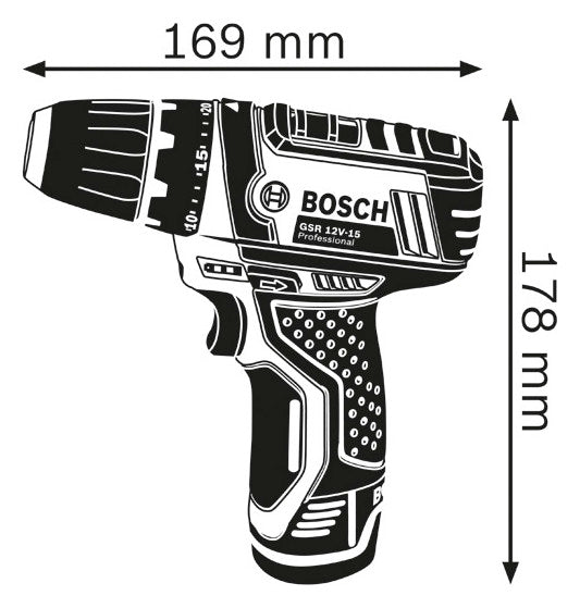 BOSCH-EW Akku-Bohrschrauber 12V 1,5Ah Professional GSR 12V-15  1-10mm 0,95kg