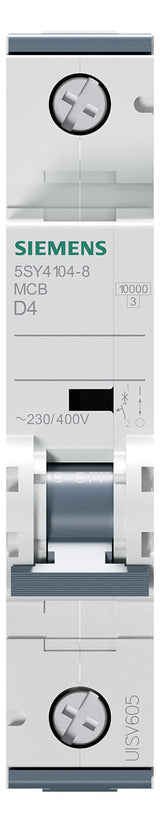 SIEMENS Leitungsschutzschalter UC D 4A 5SY4104-8 1p 400V 1TE 50Hz IP20