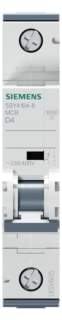 SIEMENS Leitungsschutzschalter UC D 4A 5SY4104-8 1p 400V 1TE 50Hz IP20