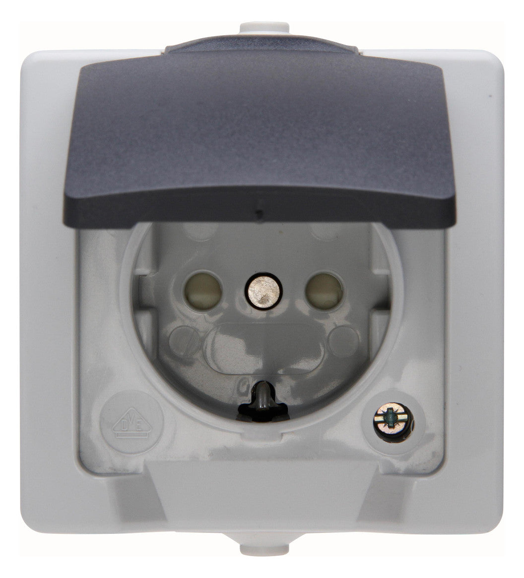 KOPP Steckdose 1f gr mt AP m.BS Klappd NAUTIC 107856005 abschl IP44