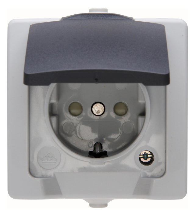 KOPP Steckdose 1f gr mt AP m.BS Klappd NAUTIC 107856005 abschl IP44