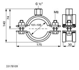 Walraven Schwerlastschelle HD1501 BUP 101-109mm EPDM 1/2 Zoll Zweischr.schelle | 33178109